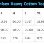 Unisex Heavy Cotton Tee Size Chart